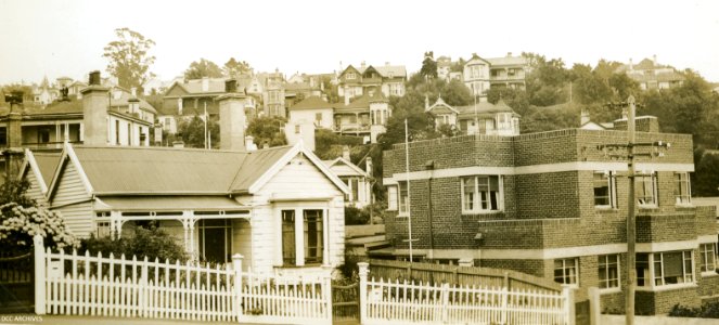 Houses at corner of Smith Street and York Place c1938 photo
