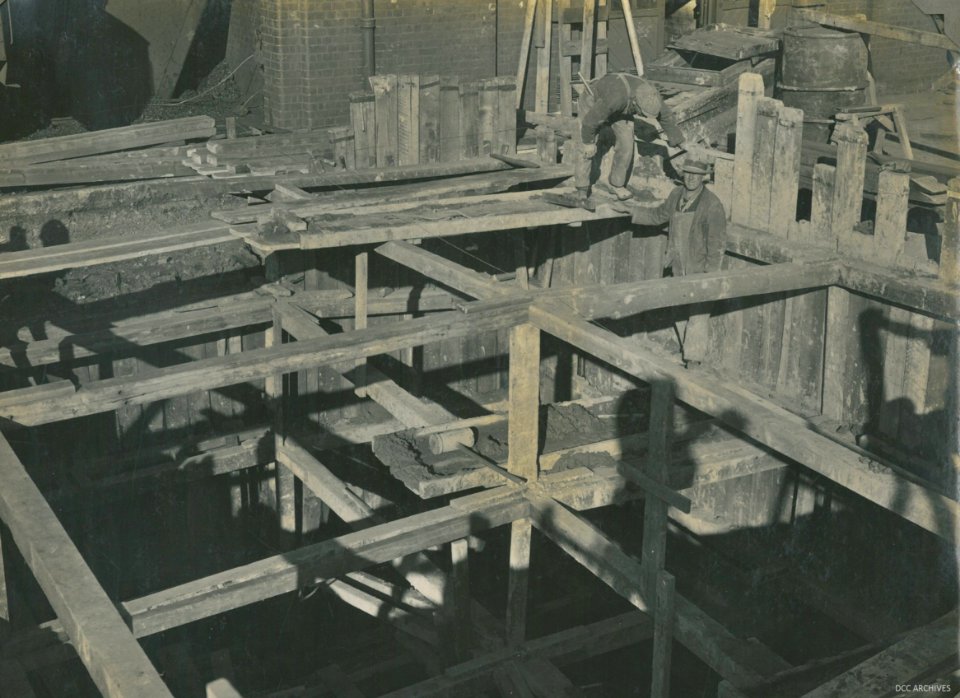 Vertical Retort Installation in progress, Dunedin Gasworks, 1927
