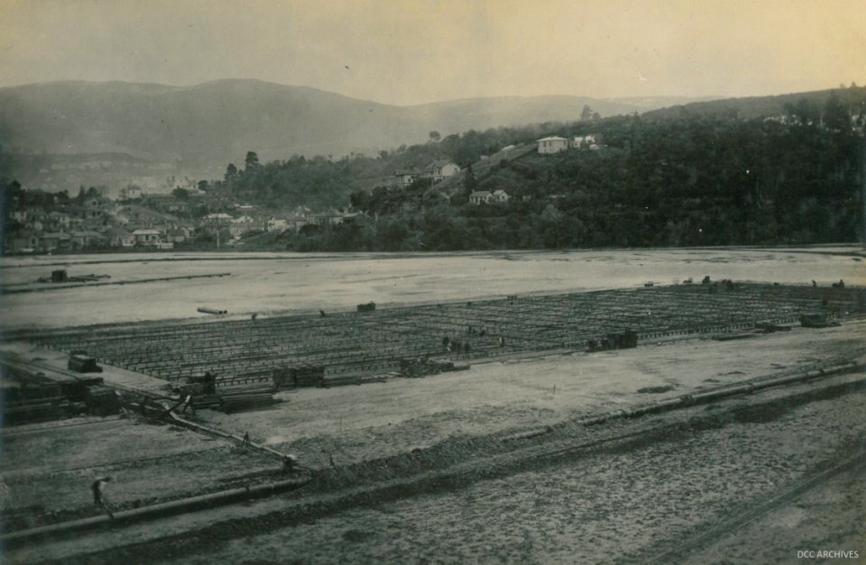 Foundations - Construction of the New Zealand & South Seas Exhibition, Logan Park 1924-1925