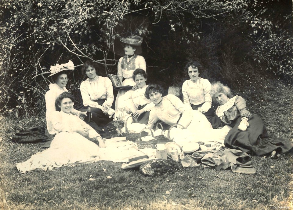Picnic group, Mosgiel or Taieri area c1906