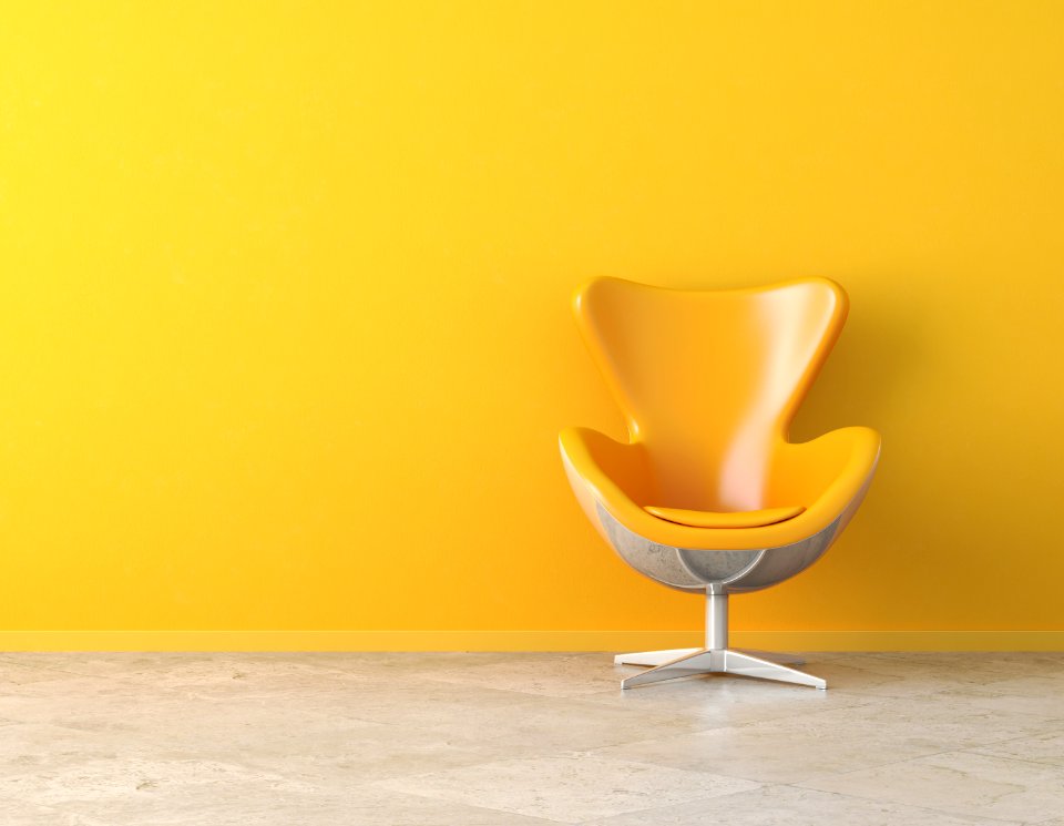 yellow interior copy space