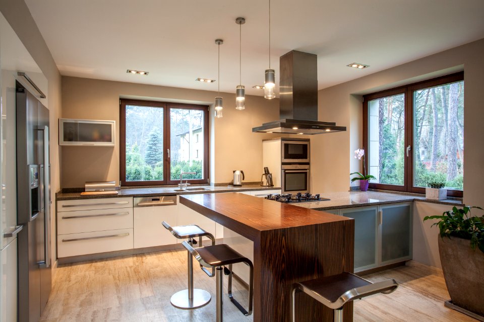 Travertine house - view of a kitchen