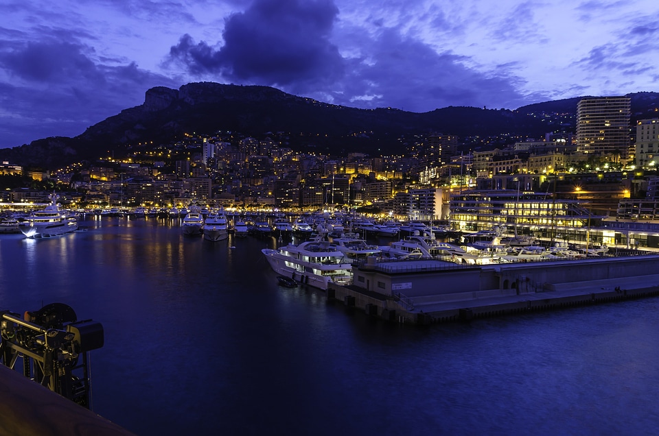 Seaside city night lights