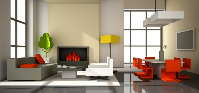 Fictitious interior of color paperboard