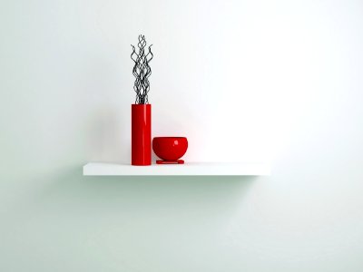 Detail shot of shelf with vase.