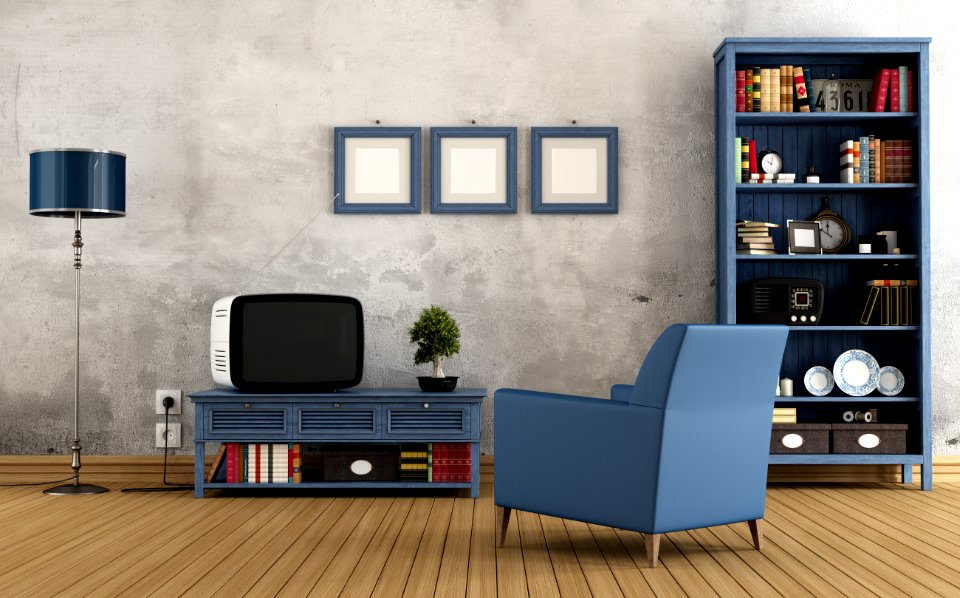 Blue vintage living room