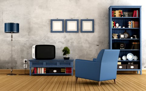 Blue vintage living room photo