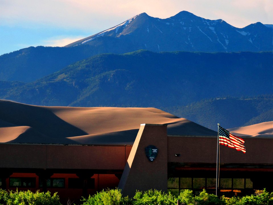 United States Flag over Great Sand Dunes Visitor Center