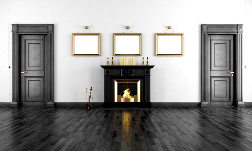 Vintage livingroom with fireplace