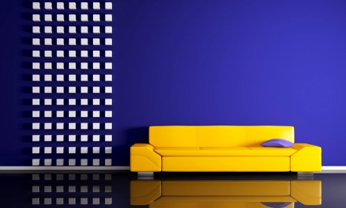Modern interior with sofa 3d render