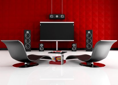 red and black home cinema photo