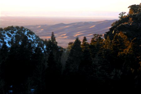 Dunes at Sunset from Mosca Canyon
