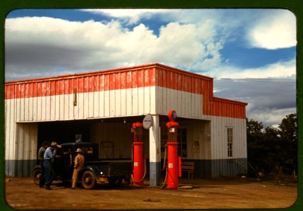 Gas Station in Pie Town NM, 1940 (Public Domain) photo