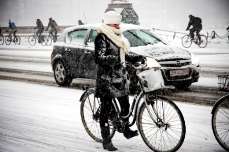 Red Light Pause - Cycling in Winter in Copenhagen photo
