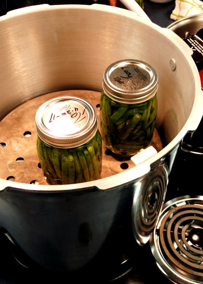 Jars being loaded into pressure canner