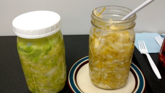 Two batches of sauerkraut photo