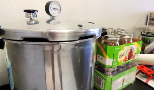 Pressure canner and canning jars photo