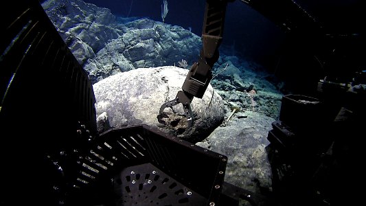D2 collects a rock on an unnamed seamount photo