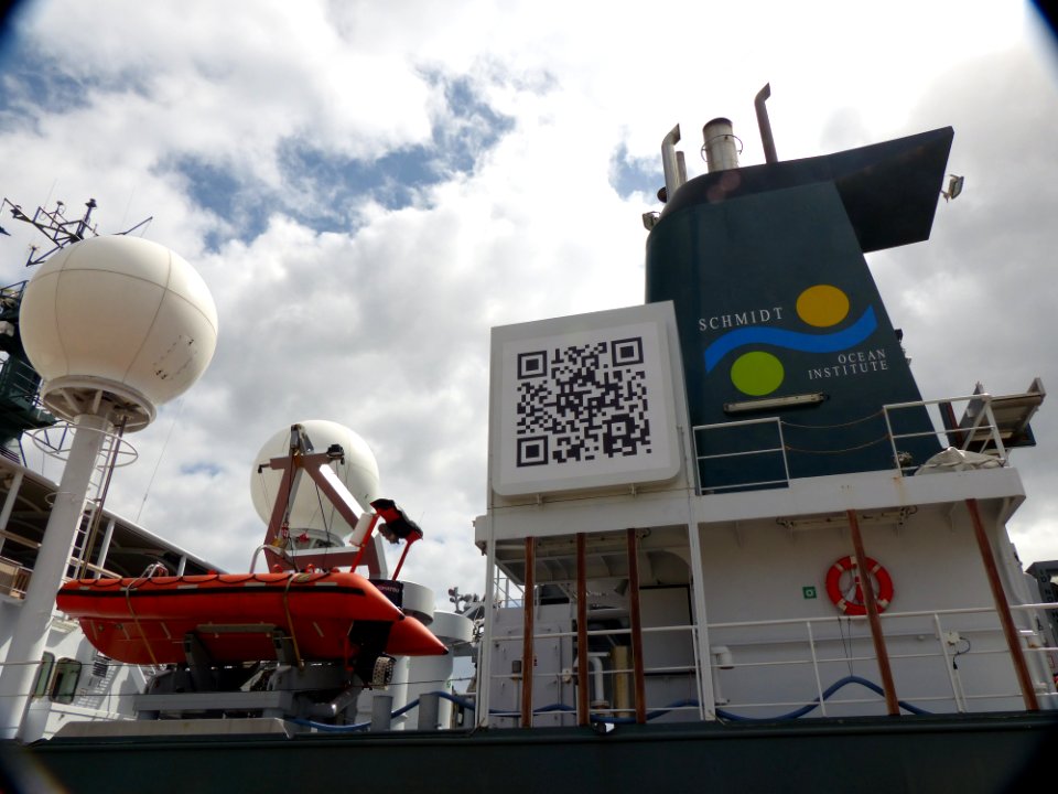 A view of the aft deck of the R/V Falkor.