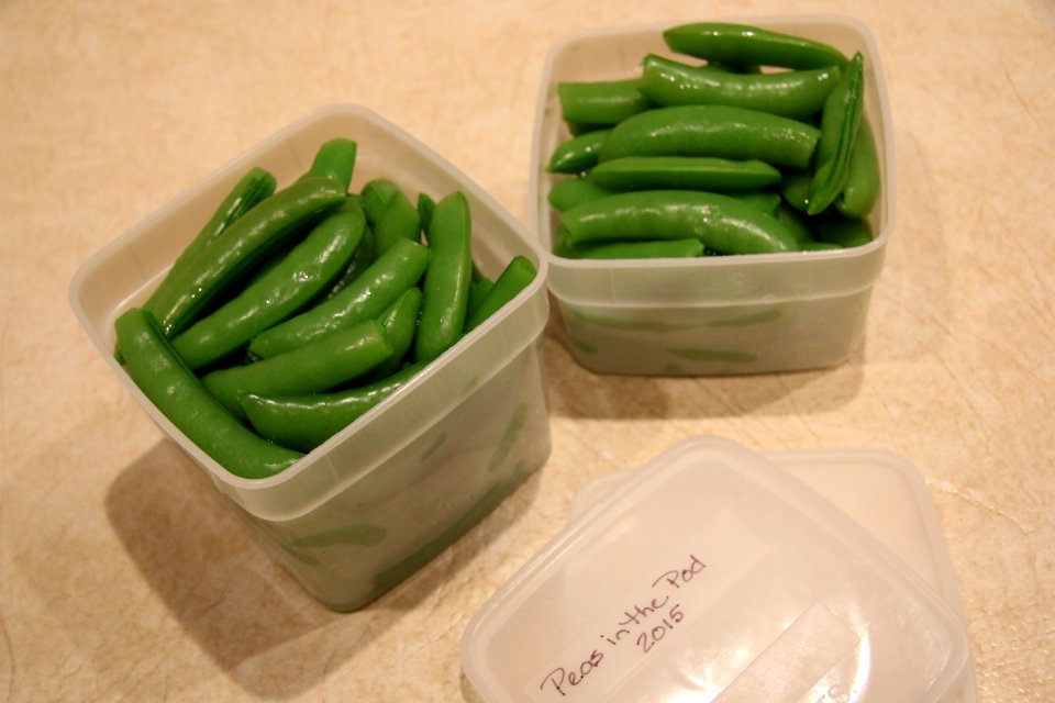 Peas prepared for freezing