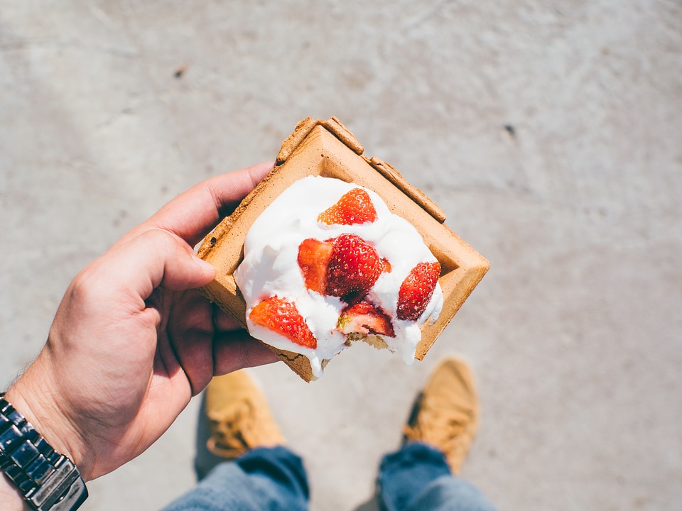Whipped cream waffle sweet