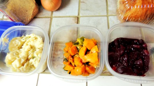 Thanksgiving leftovers ready for lids and refrigeration