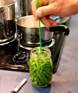 Measuring headspace for canning green beans photo
