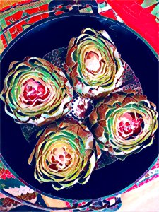 Artichokes Cooking in a Dutch Oven