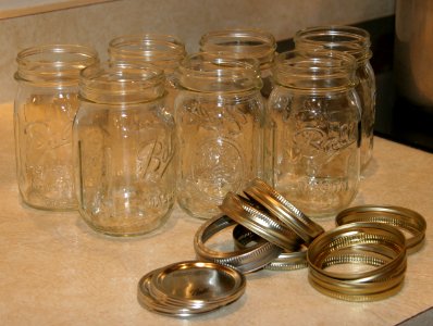Canning jars with lids and rings photo