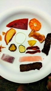 Sampling a variety of dried fruits and vegetables