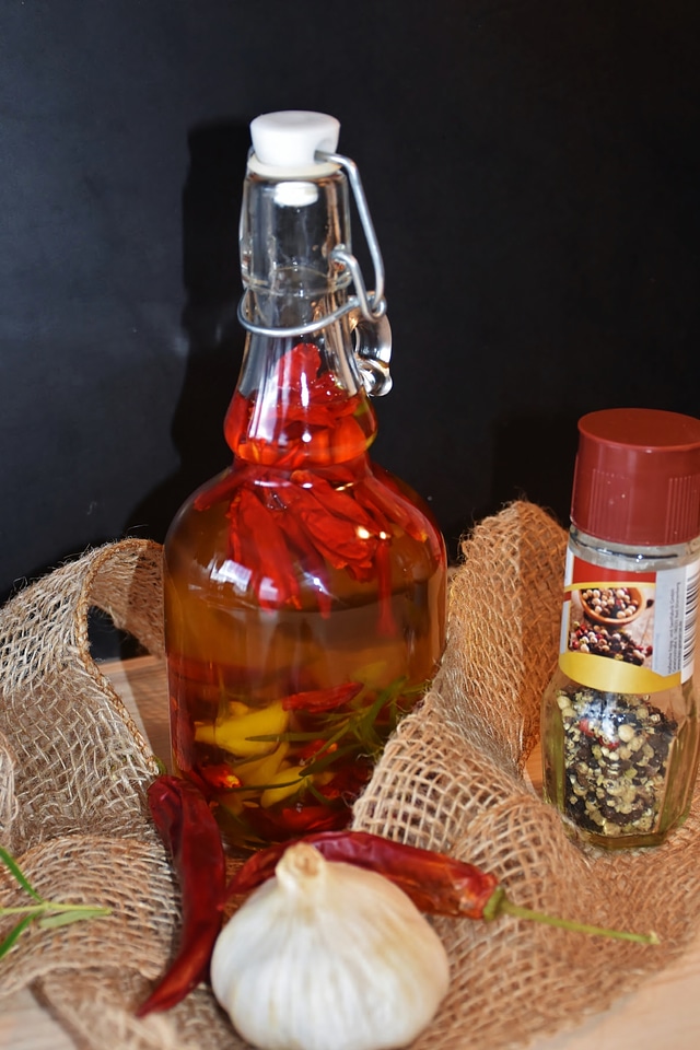 Garlic mediterranean glass bottles