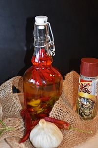 Garlic mediterranean glass bottles