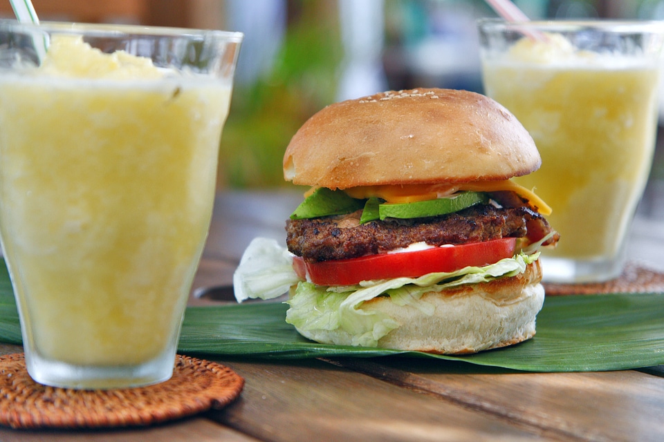 Pineapple smoothie hamburger diner
