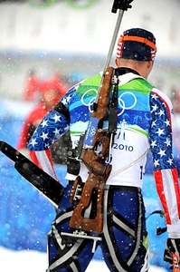 Skiing cross country rifle photo