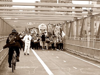 Mexican parade on Williamsburg bridge photo