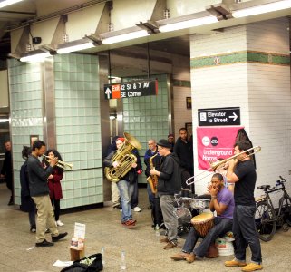New York Horns playing at Times Square photo