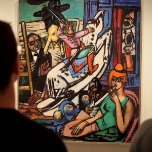 Olof begrundar Max Beckmans "Beginning" from 1949. The Metropolitan museum of art.