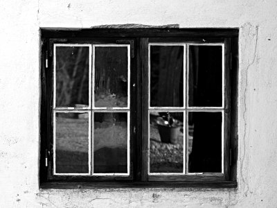 Window in old barn photo