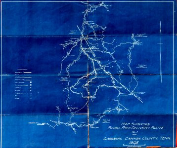 Map showing rural free delivery route no. 1 from Gassaway, Gassaway, Cannon County, Tennessee