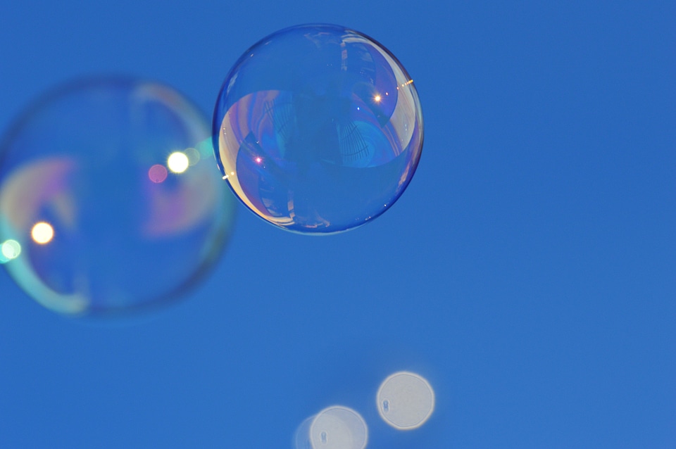 Soapy water make soap bubbles float photo