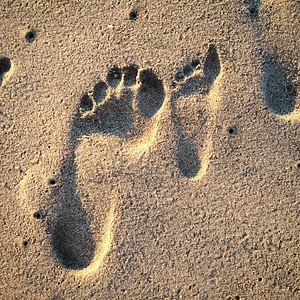 Footprint sand beach photo