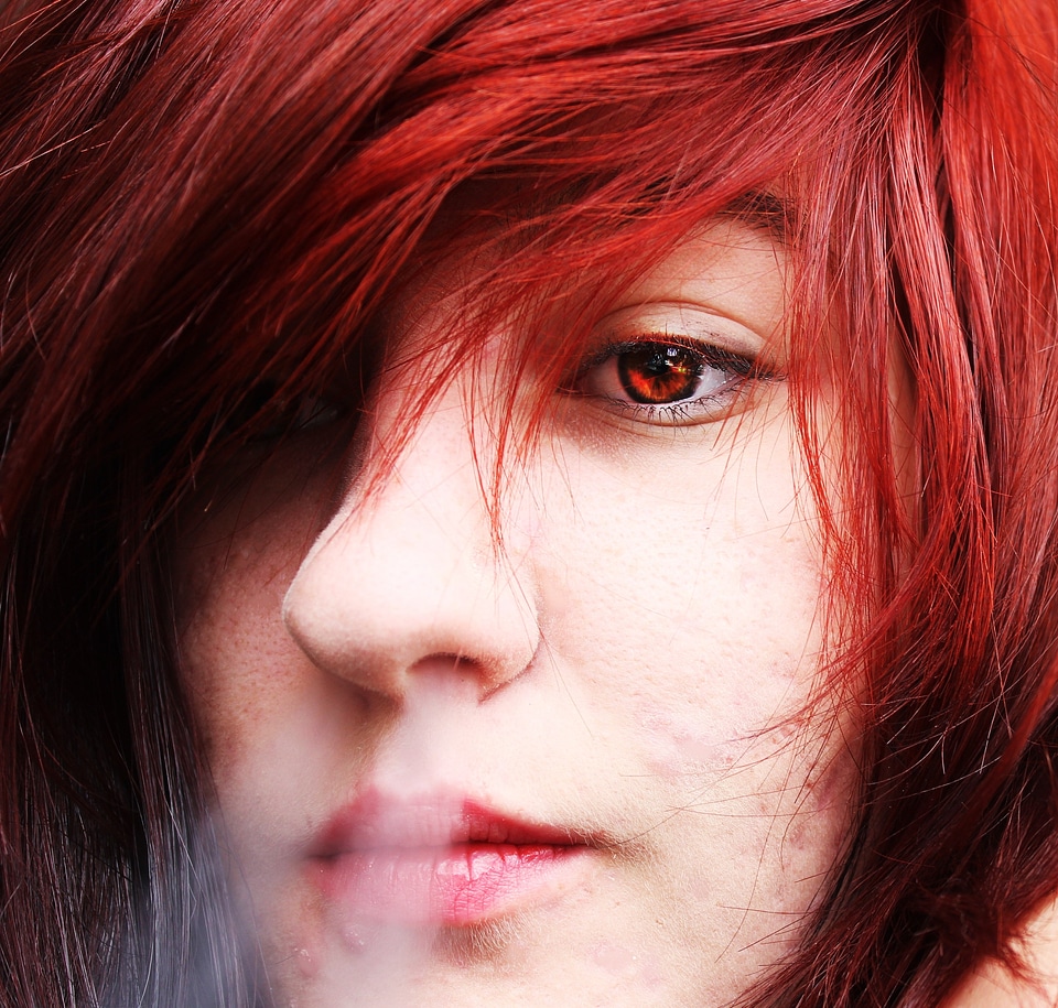 Eye rings red hair red eyes