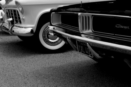1955 Chevrolet Task Force truck, 1968 Dodge Charger R/T