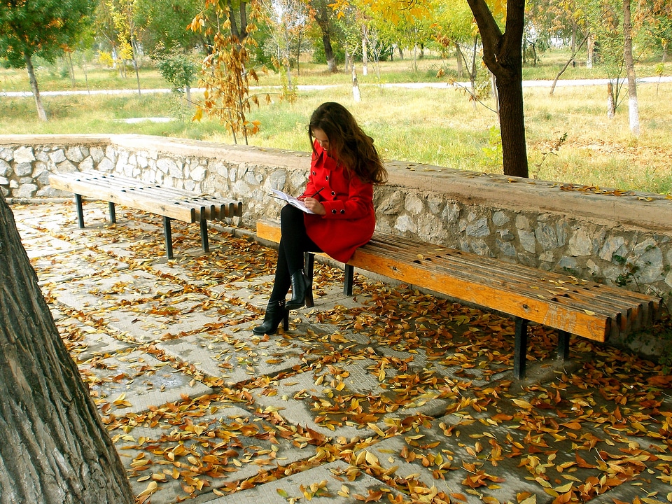 Golden autumn yellow woman