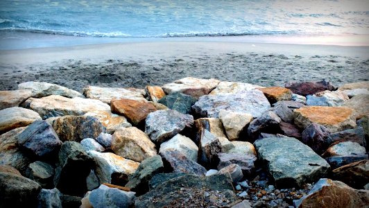 Sea Beach Sand Rocks photo