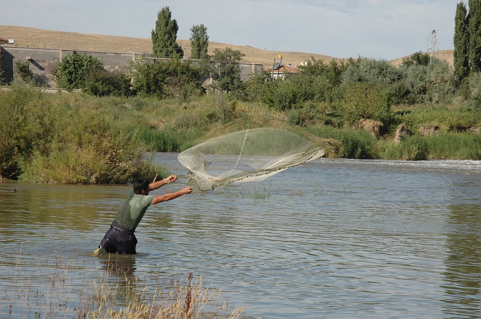 Fishing net waters lake photo