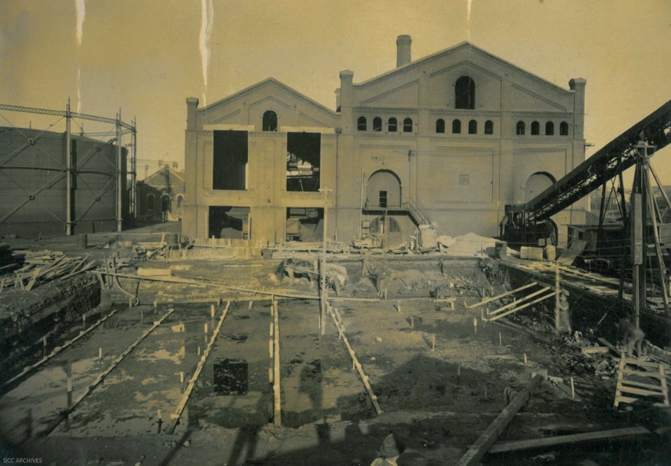 Vertical Retort Installation in progress, Dunedin Gasworks, 1927