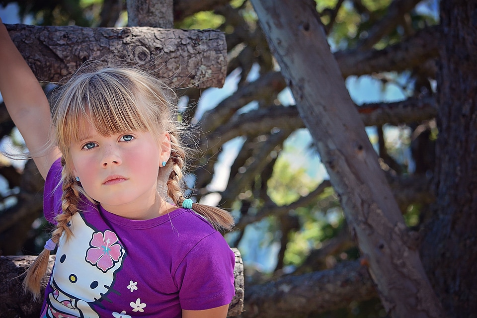 Girl blond braids