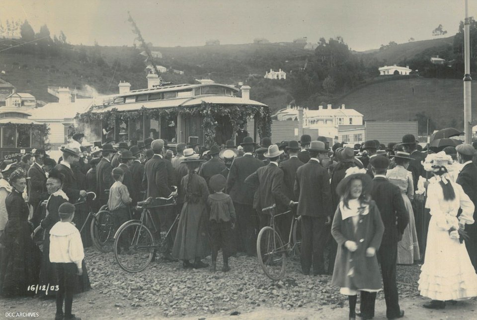Opening of Dunedin Corporation Electric Tramways - Celebration Crowds 1903