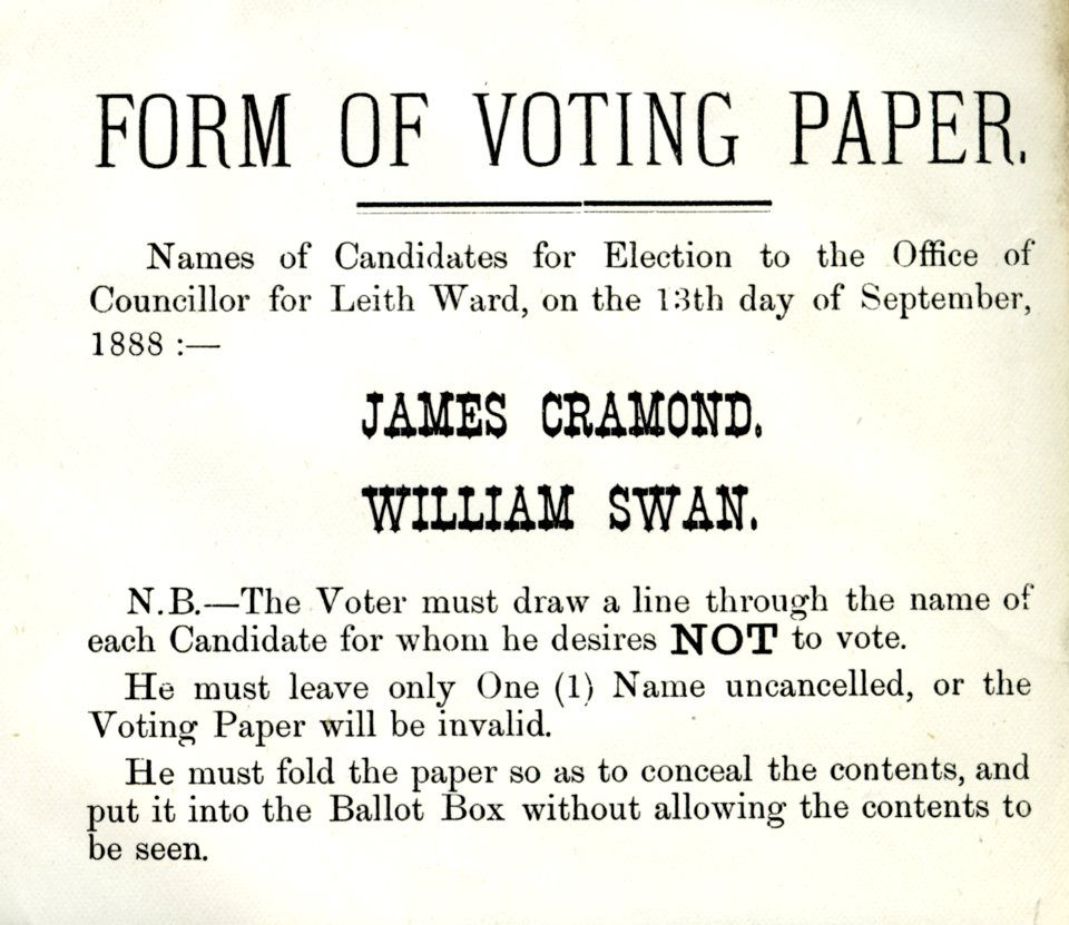 Ballot Paper 13 September 1888